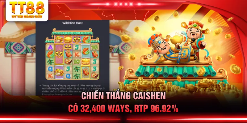 Chiến Thắng Caishen có 32,400 ways, RTP 96.92%